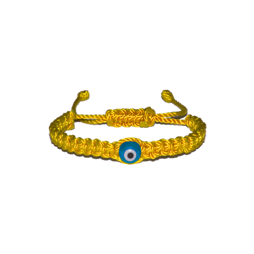 Light Blue Evil Eye Macrame Bracelet (Yellow String) – Uncommon Empire