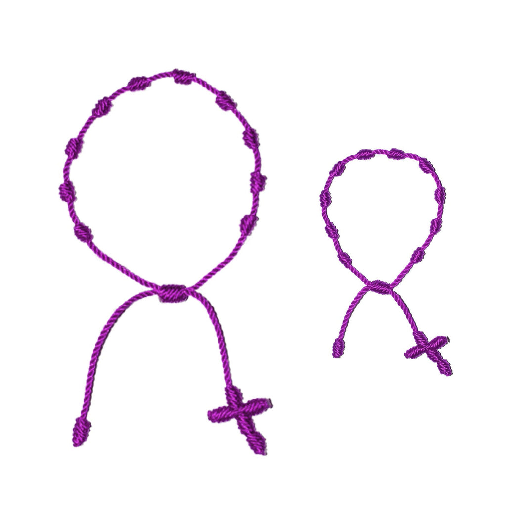 Mother and Baby Rosary Bracelets (Purple String)